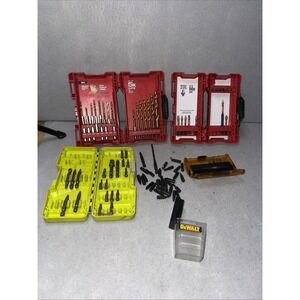 Lot Of Milwaukee Dewalt Ryobi Drill Bits And Drill Heads  Read**